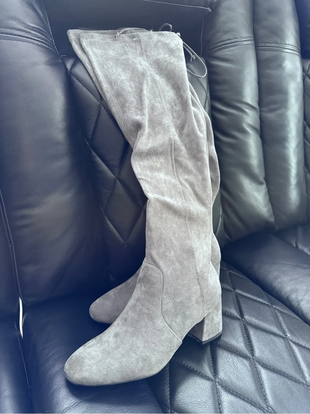 Sugar Grey Over-the-Knee Block Heel Boots
